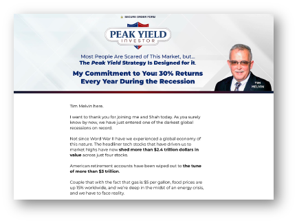 Peak Yield Investor Order Form Header