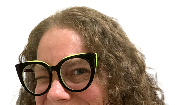 Erin mischieviously winking.